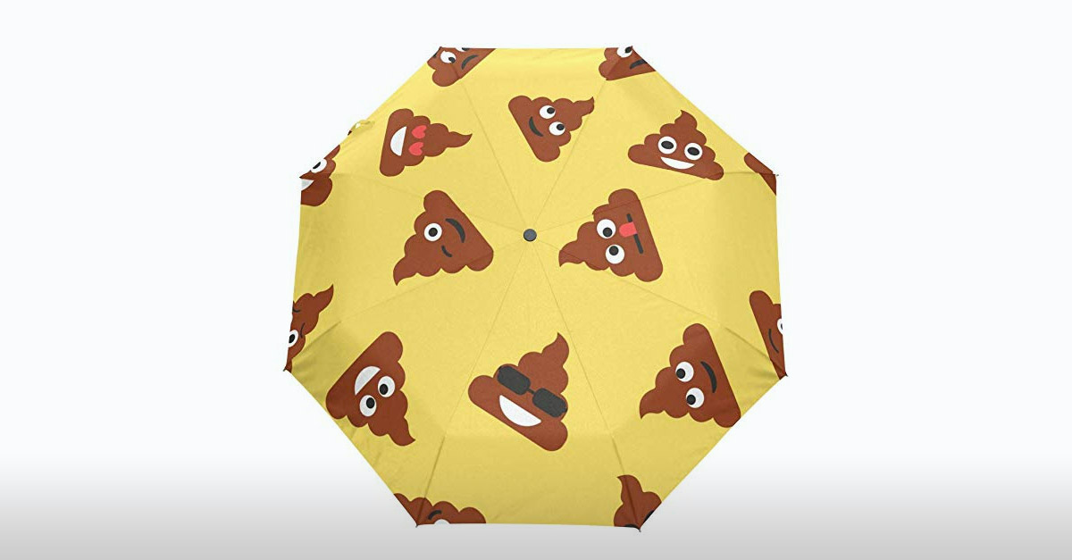 Print Pattern Emoji Poop Automatic Foldable Umbrella