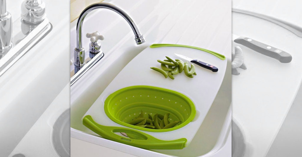 Nonslip Over the Sink Cutting Board and Colander