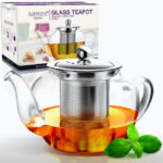 Clear Glass Teapot in Apple Shape
