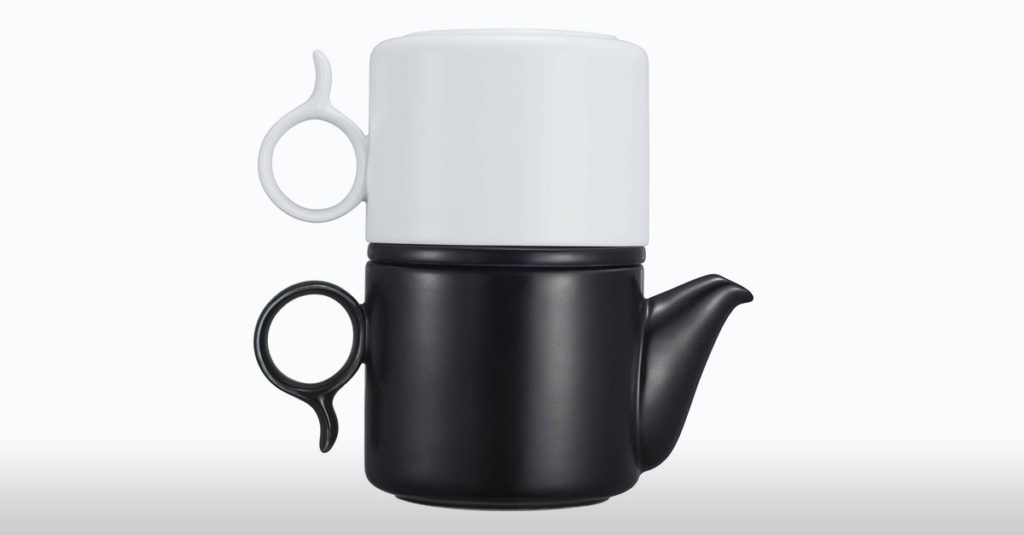 Black Ceramic Teapot with Infuser and 8oz White Tea Cup