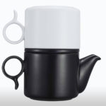 Black Ceramic Teapot with Infuser and 8oz White Tea Cup