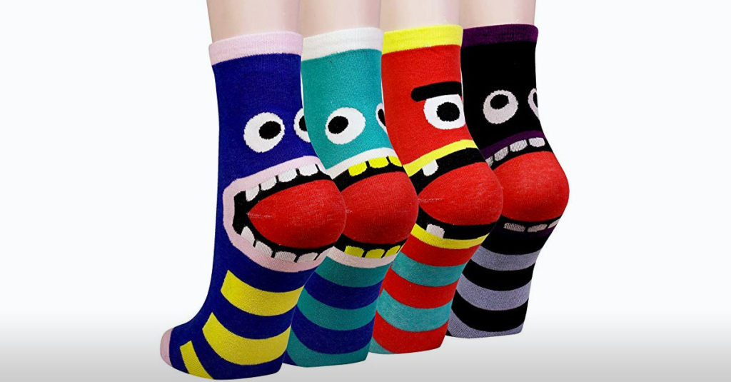Fun Face Socks with Mouth on the Heal