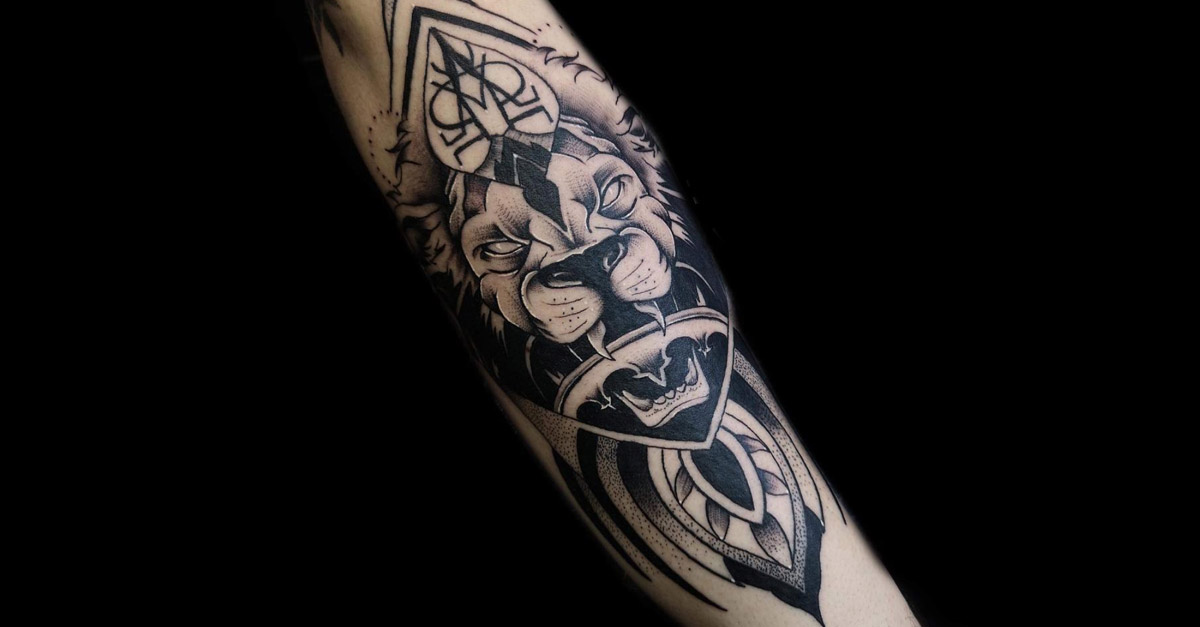 Stylised Lion Tattoo