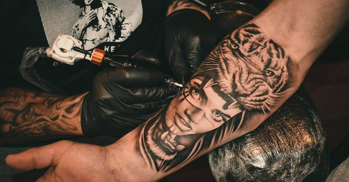 Tiger and Face Tattoo