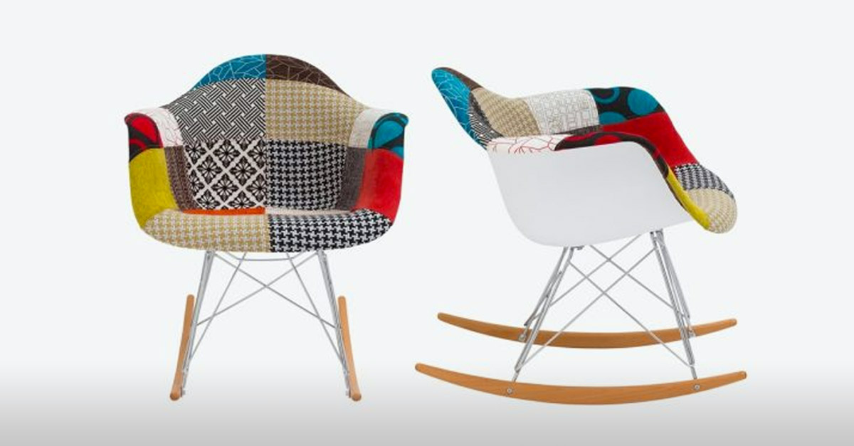 Patchwork Fabric Eames Rocking Chair
