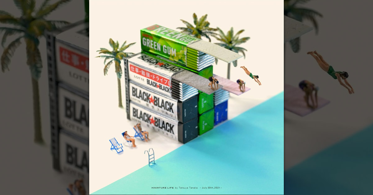 Miniature Life by Tatsuya Tanaka - Chewing Gum Diving Boards