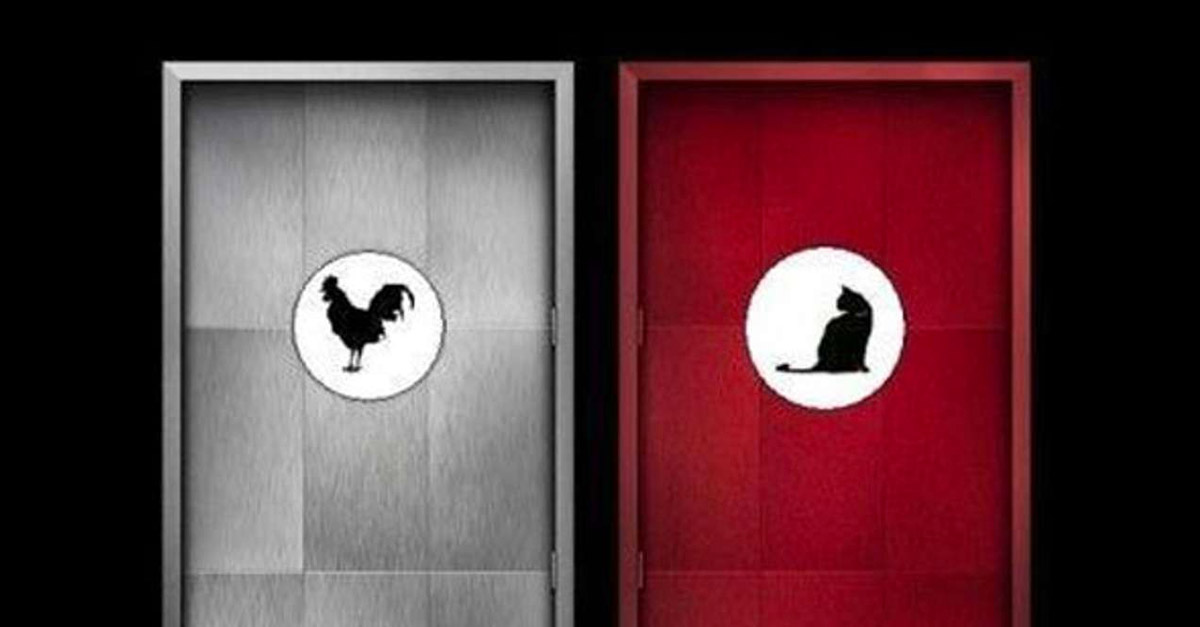 Cockerel or Pussy Cat Toilet-Door-Sign