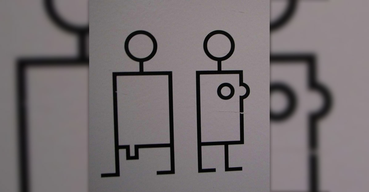 Square Body Shape Toilet Door Sign