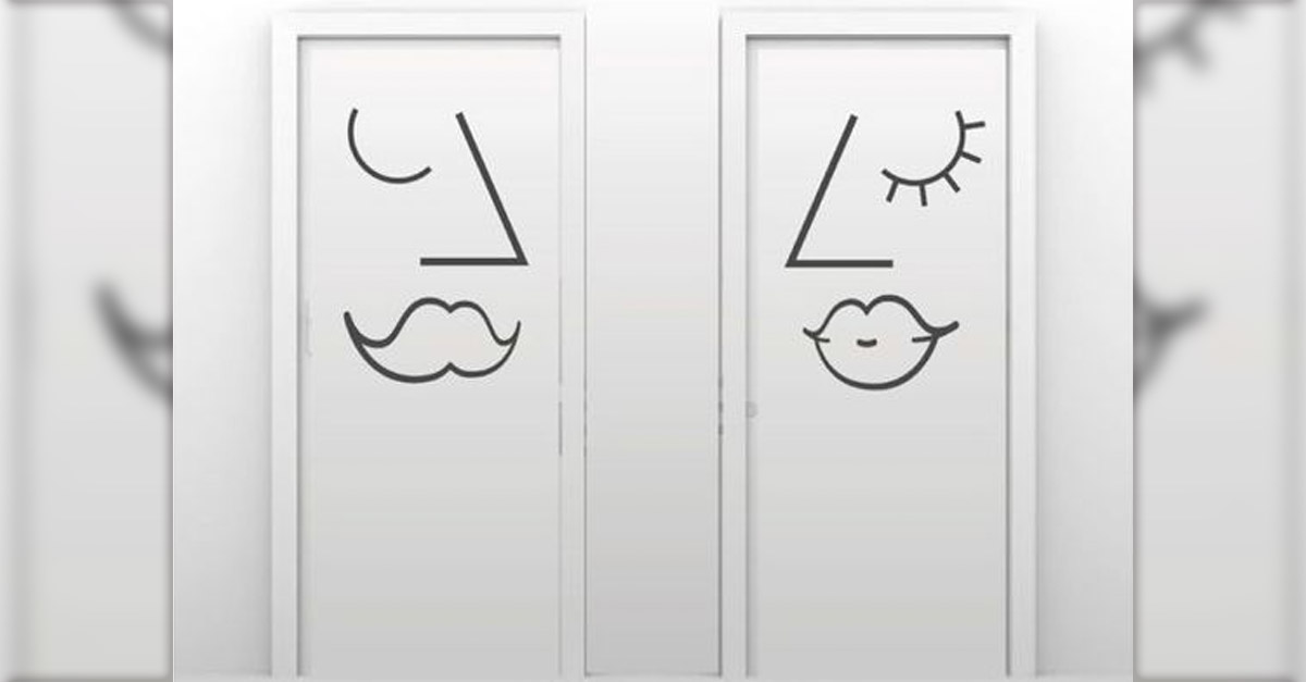 Faces Toilet Door Sign