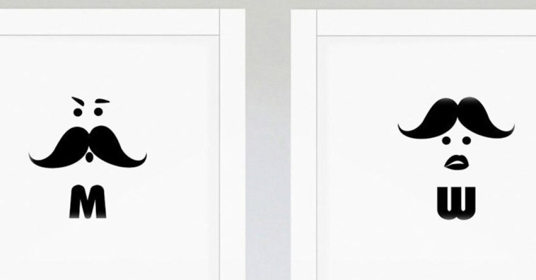 Hair or Moustache Toilet Door Sign