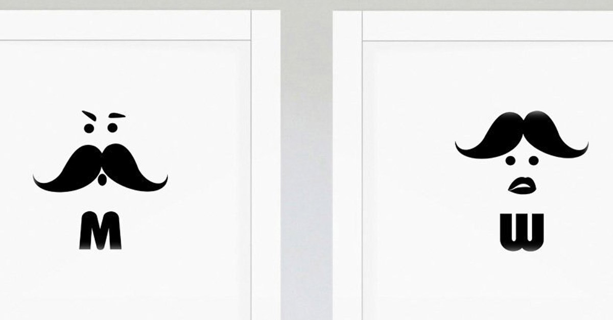Hair or Moustache Toilet Door Sign