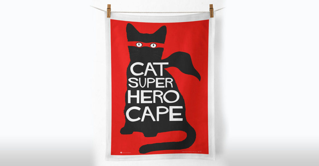 Cat Super Hero Amazing Tea Towel