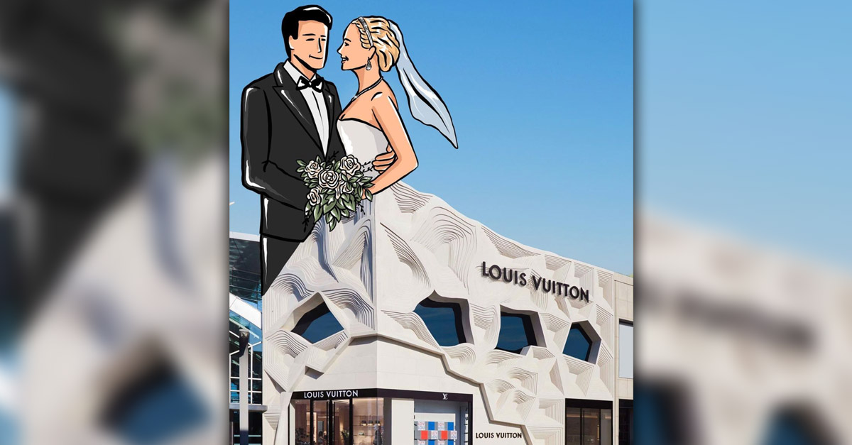 Illustrated Things - Louis Vuitton and Building and Wedding Dress