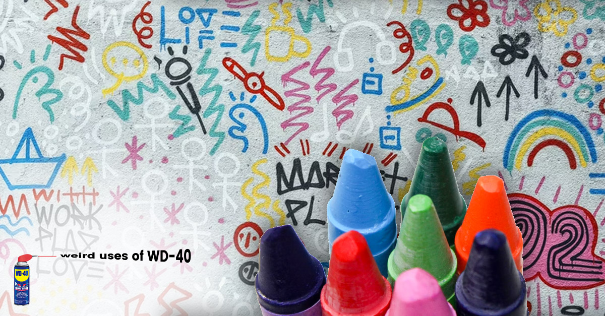 Weird uses of WD-40 - Removes crayon from walls.