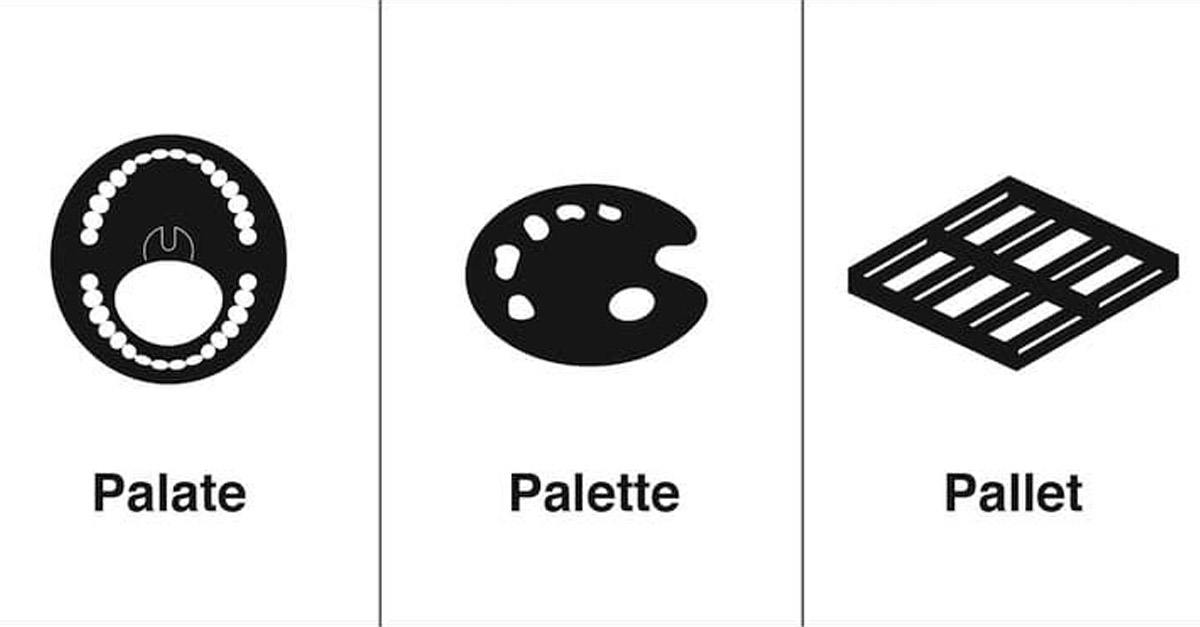 Palate, Palette and Pallet Homophone